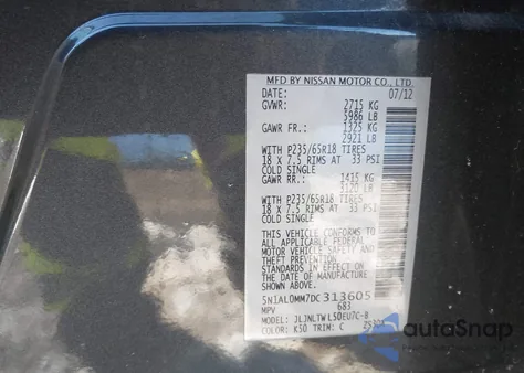 2013 Infiniti Jx35 from USA, damaged, VIN 5N1AL0MM7DC313605